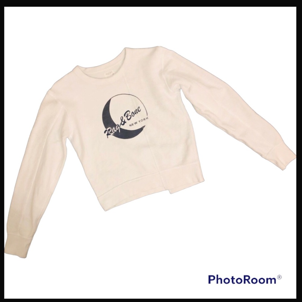 RAG & BONE White and Black 1984 Reconstructed Sweatshirt Size XS / TP